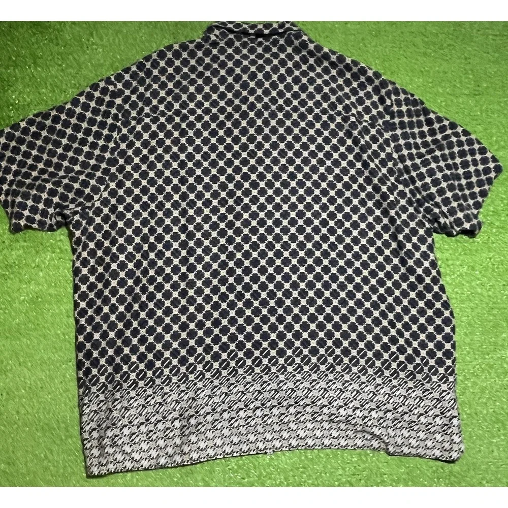 Vintage Natural Issue Shirt XL Cropped‎ Button Up Geometric Gradient Gold Black